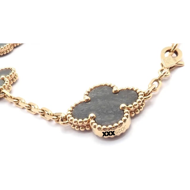 Van Cleef & Arpels Alhambra 18k Rose Gold Obsidian Bracelet This bracelet comes with Van Cleef & Arpels certificate of...
