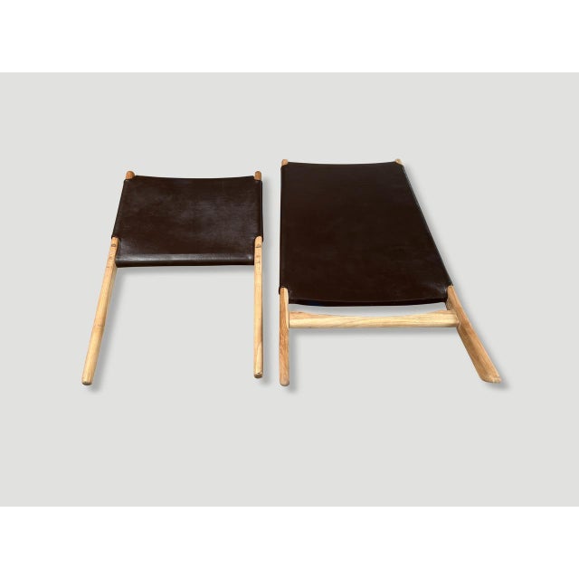 Andrianna Shamaris Minimalist Folding Leather Chair For Sale - Image 10 of 18