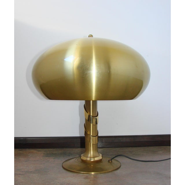 Gilt Brass Mushroom Table Lamp, 1970s, in Very Good conditions. Designed 1970 to 1979 European Plug (up to 250V).The...
