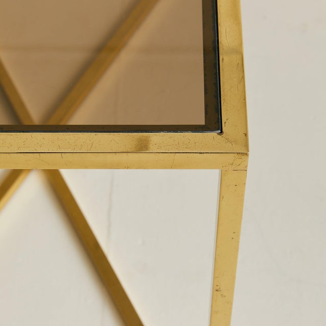 French Brass X-Base Desk with Smoked Glass Top, 1970s - 2 Available For Sale In Chicago - Image 6 of 18