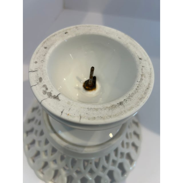 Two Similar White Openwork Porcelain Pedestal Compotes For Sale - Image 14 of 14
