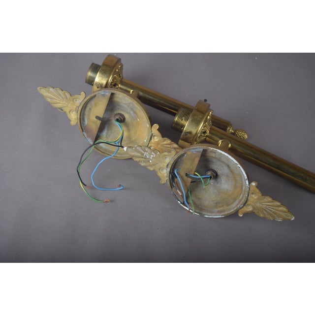 Brass Wall Sconces with Ornate Round Backplates and Pineapple Finials, 1950s, Set of 2 For Sale - Image 6 of 9