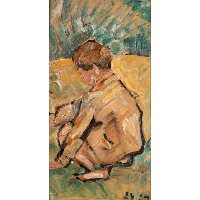 Ernest Samuel Geiger, Young Boy Playing Marbles, Oil on Board For Sale - Image 14 of 14