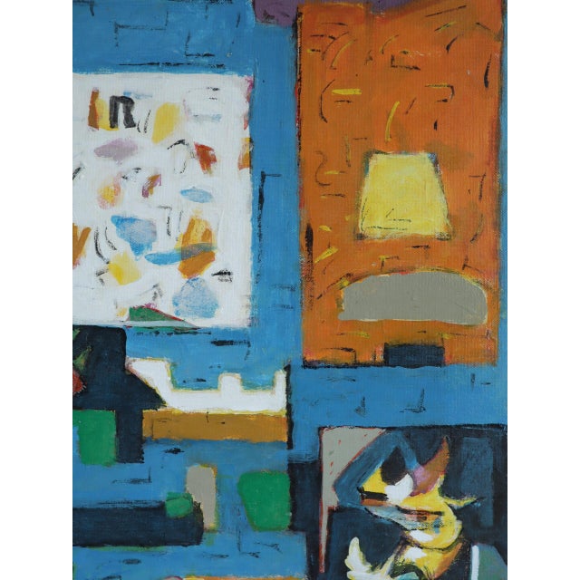 Mid-Century Modern 'The Collector's Room' Vintage Swedish Abstract Interior Oil Painting, Framed For Sale - Image 9 of 12