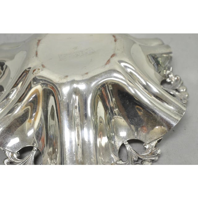 Vintage Victorian Silver Plated Scalloped Candy Dish Fruit Bowl Berry Design For Sale - Image 15 of 17