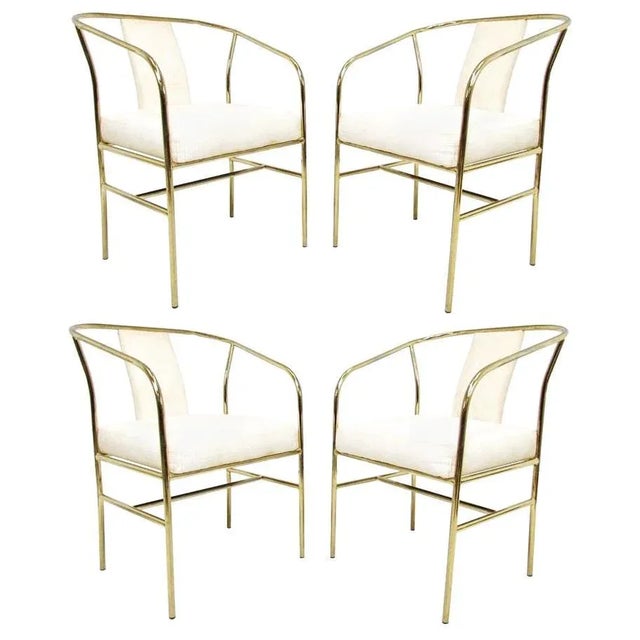 1970s Brass Armchairs by Milo Baughman for Thayer Coggin - Set of 4 For Sale - Image 5 of 5