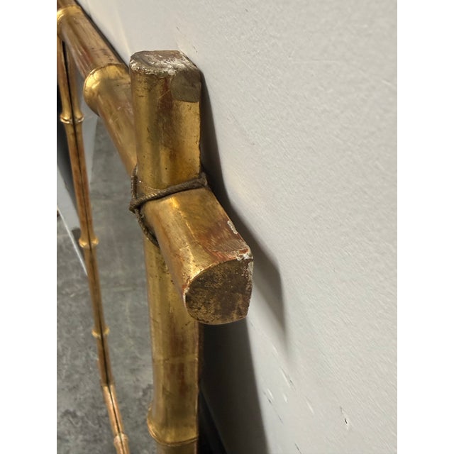 Gold Giltwood Faux Bamboo Wall Mirror For Sale - Image 8 of 12