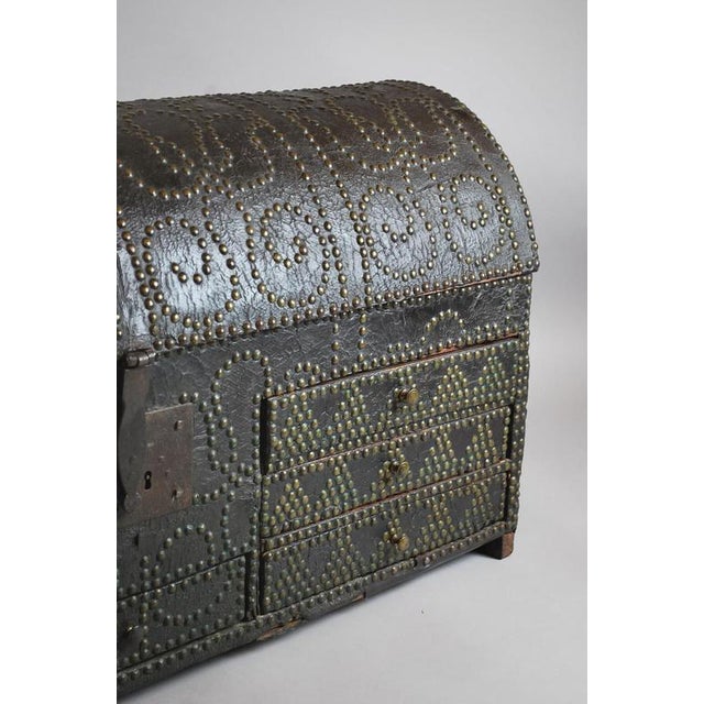 18th Century Studded Leather-Wrapped Dome Chest For Sale - Image 3 of 10