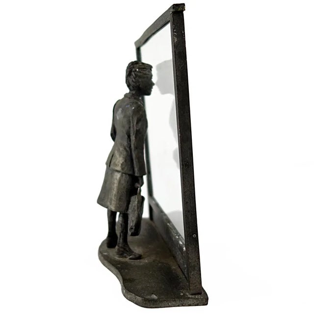 Vintage Zinc Statue of a Flemish Lady Who is Window Shopping at UNIC Supermarket For Sale - Image 6 of 11