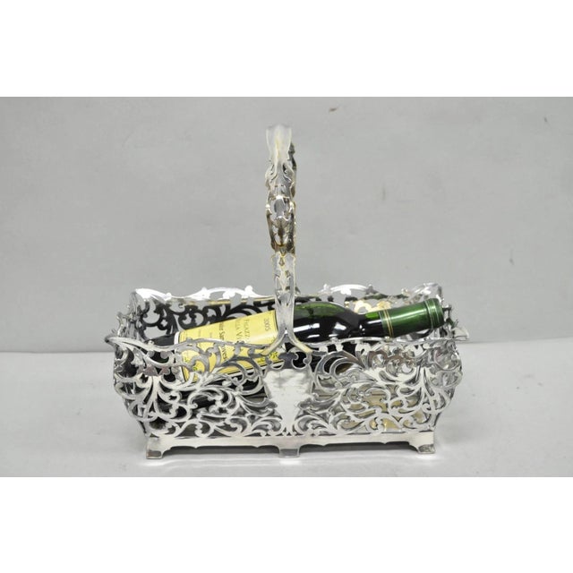 Antique Victorian Silver Plated Reticulated Scrollwork Bread Basket by Forbes Silver Plate Co. Circa Early 20th Century....