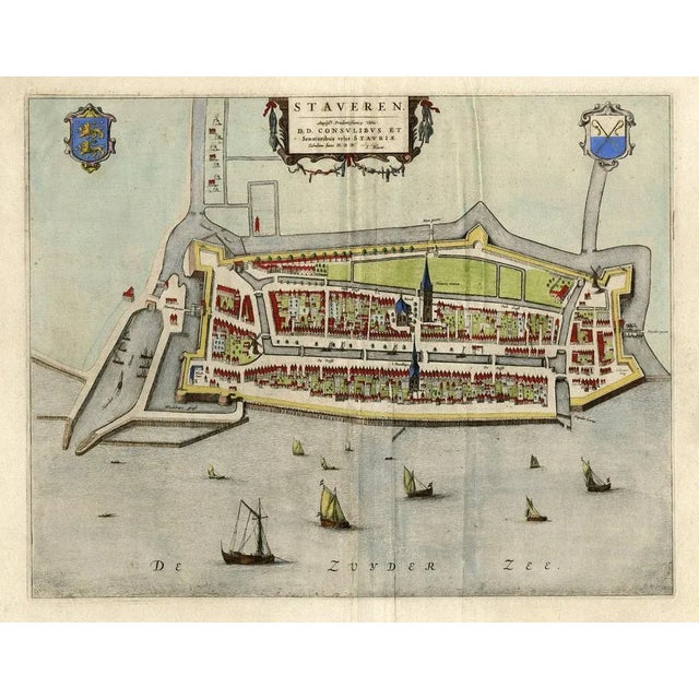 Antique Map of the City of Stavoren, Friesland in the Netherlands, 1649 For Sale - Image 3 of 5