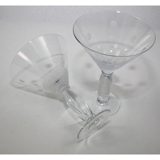 Royal Doulton Royal Doulton Martini Crystal Etched Glasses Set of 2 Vintage Cocktail Barware For Sale - Image 4 of 12