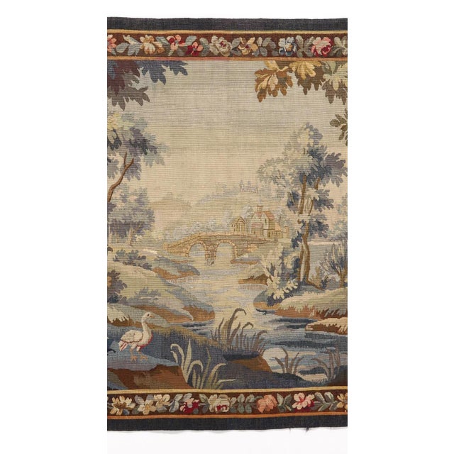 19th Century Flemish (Belgium) Pictorial Verdure Wool Tapestry Signed a.m.r.b. For Sale - Image 4 of 6