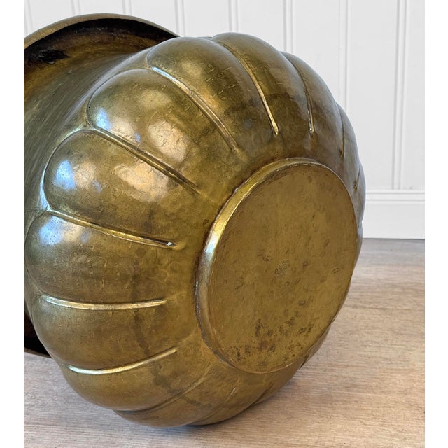 Brass Antique 18" Italian Brass Scalloped Planter For Sale - Image 8 of 9