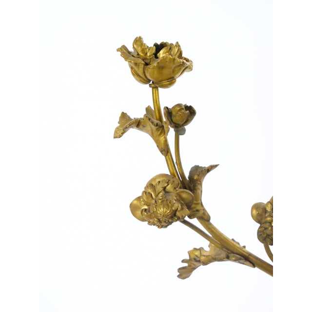 Late 19th Century French Louis XVI Style Candelabra / White-Veined Red Marble & Gilt Bronze, 1885 For Sale - Image 5 of 18