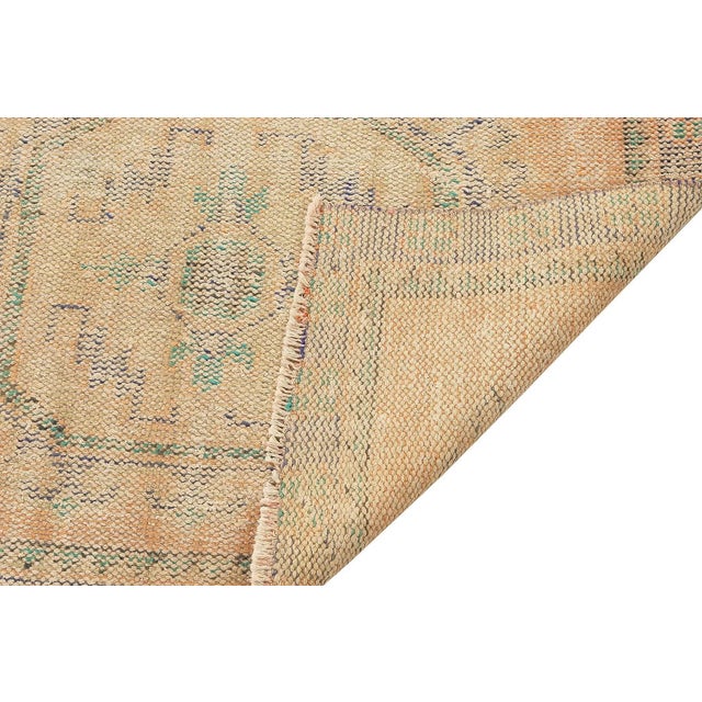 Mid 20th Century Mid 20th Century Vintage Distressed Turkish Oushak Rug For Sale - Image 5 of 7