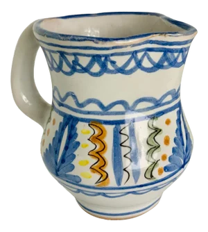 Vintage Spanish Handmade, Hand Painted Petite Pottery Pitcher, by Internationally Known Spanish Potter, Lario