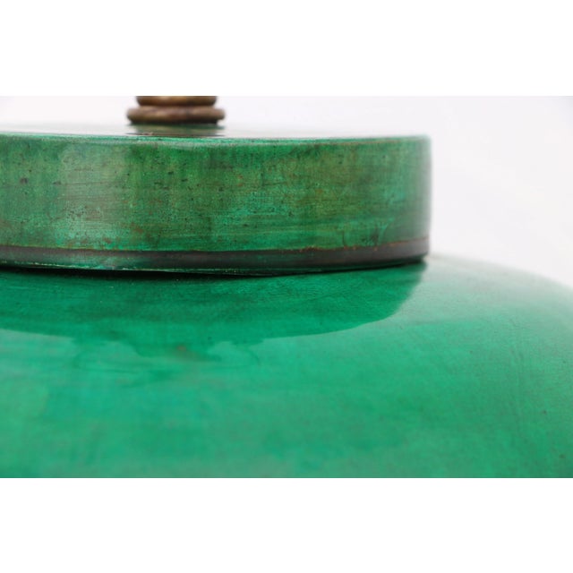 Green Monochrome Crackle Glazed Ginger Jar Mounted as a Table Lamp For Sale - Image 11 of 11