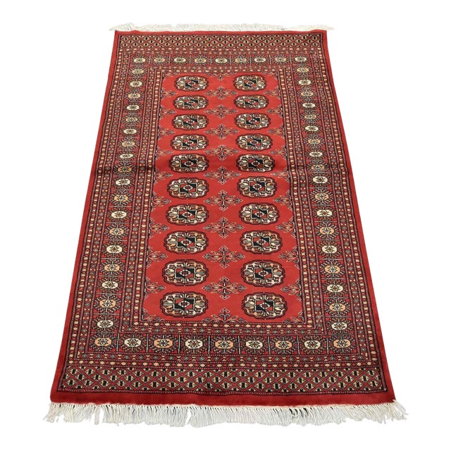 Bokhara Rug 3’2” X 5’3” Red Wool Tribal Hand-Knotted Oriental Carpet For Sale