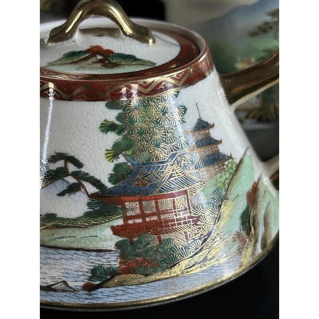 Brown Hand-Painted Satsuma Tea Service from Sōkō China, 1920s, Set of 15 For Sale - Image 8 of 11