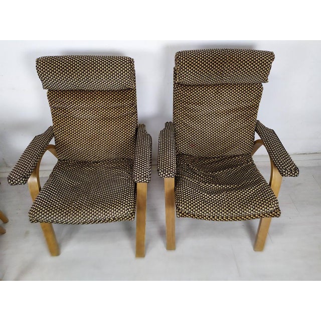 Textile Set of Bow Wood Armchairs from Baumann, 1970s For Sale - Image 7 of 15