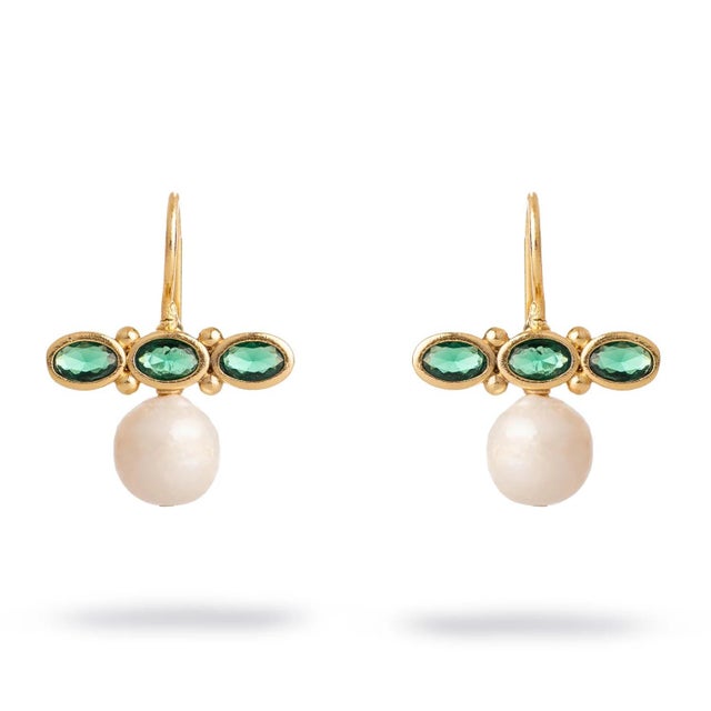 Emerald Royal Emerald Pearl Drop Earrings, A Pair For Sale - Image 8 of 8