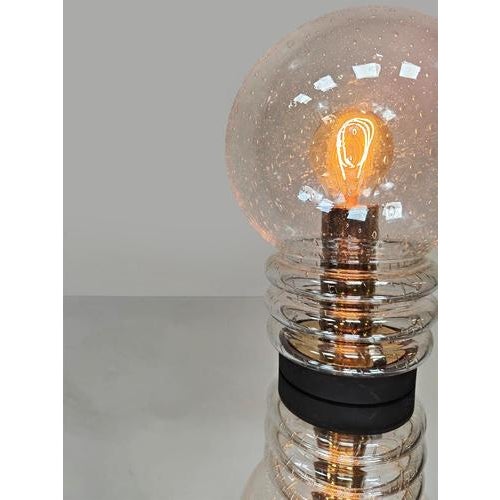 Vintage Bulb Table Lamp in Bubble Glass by Herbert Proft for Glashutte Limburg, 1970s For Sale - Image 3 of 5