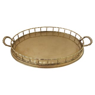 Brass Bamboo Style Serving Tray For Sale
