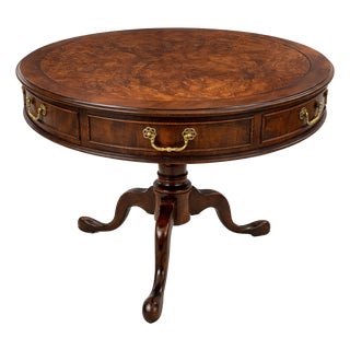 Century Furniture 18th-Century Style Burlwood Drum Table For Sale