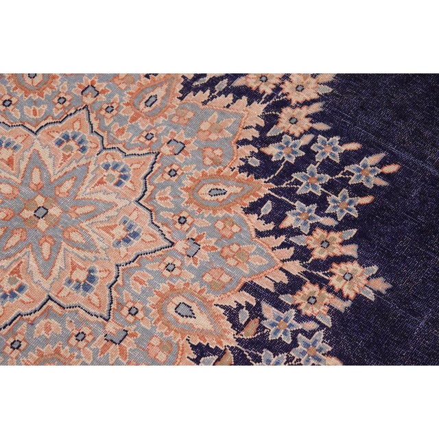 1990s Shabby Chic Vintage 1990's Blue/Brown Wool Rug - 9'10'' X 12'8'' For Sale - Image 5 of 10