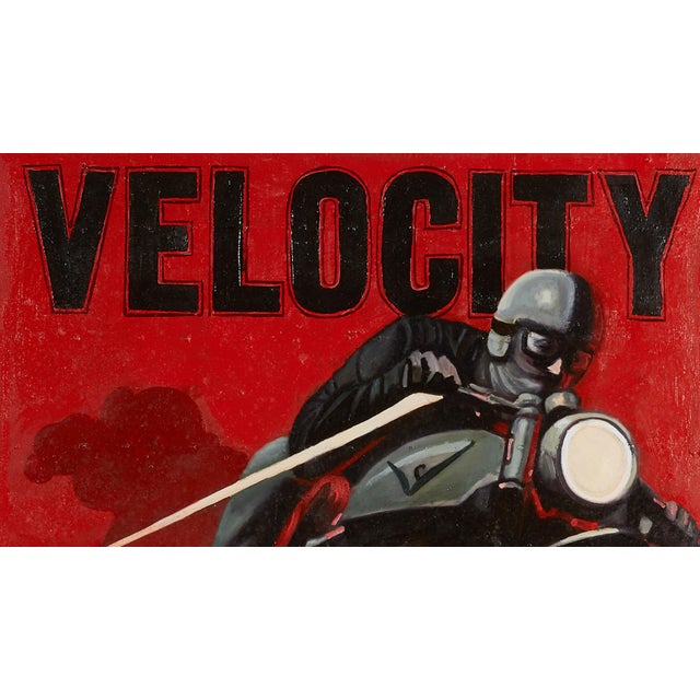 Velocity Motorbike I Collective Bap Large Vietnam Art Red Vintage Racing Scene For Sale - Image 10 of 13