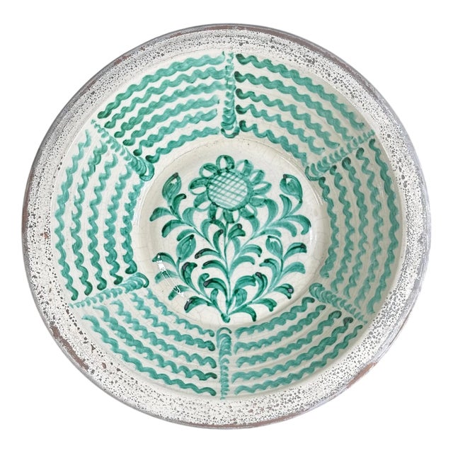 Large Spanish Fajalauza Lebrillo Ceramic Bowl For Sale