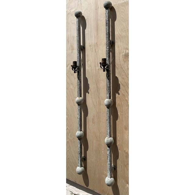 Vintage Metal Ball Finial Wall Sconces - A Pair For Sale - Image 12 of 12