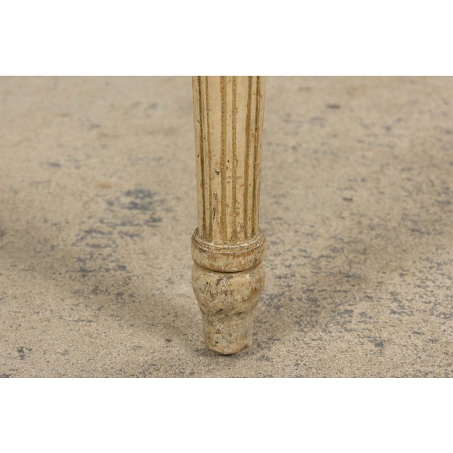 Antique French Louis XVI Painted Accent Side Chairs in Chartreuse Fabric - A Pair For Sale - Image 13 of 18