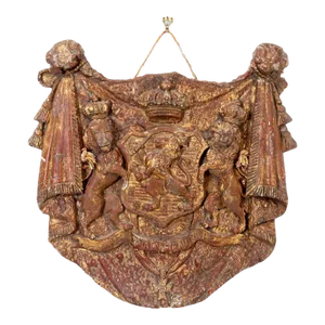 English Heraldic Plaque With Lions, Early 20th Century