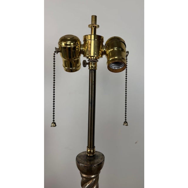 Mid 20th Century Mid 20th Century Italian Baroque Barley Twist Table Lamps - Silvered and Giltwood - a Pair For Sale - Image 5 of 18