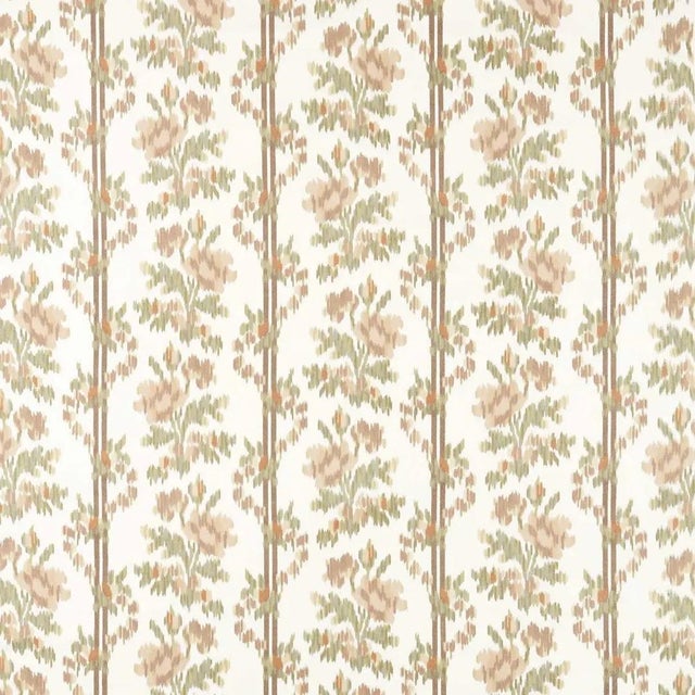 Apothecary Rose is a beautiful example of a warp-printed floral ikat where the warp yarns are printed before weaving the...