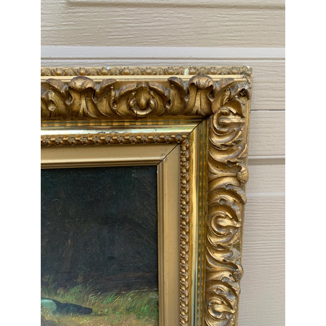 Antique Country Landscape With Three Ladies in a Carved Giltwood Frame For Sale In South Bend - Image 6 of 17