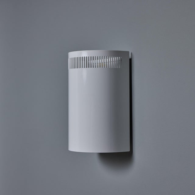 Stockmann Orno 1960s Model #5390 White Perforated Metal Wall Lights for Orno Finland For Sale - Image 4 of 18