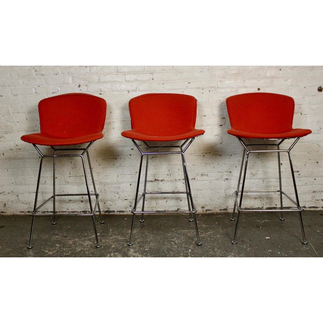This is a set of three Bertoia stools by Knoll. Starting production in 1952 these stools have been made continuously...
