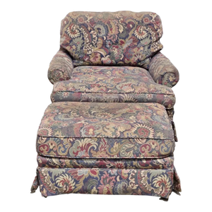 Late 20th Century Lee Industries Lounge Arm Chair With Matching Ottoman Footstool Made in Usa