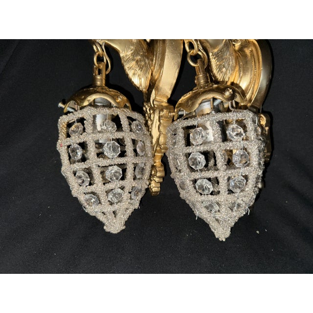 20thC French Louis XVI Gilt Bronze Deer Wall Lamps / Sconces - Pair For Sale - Image 15 of 17