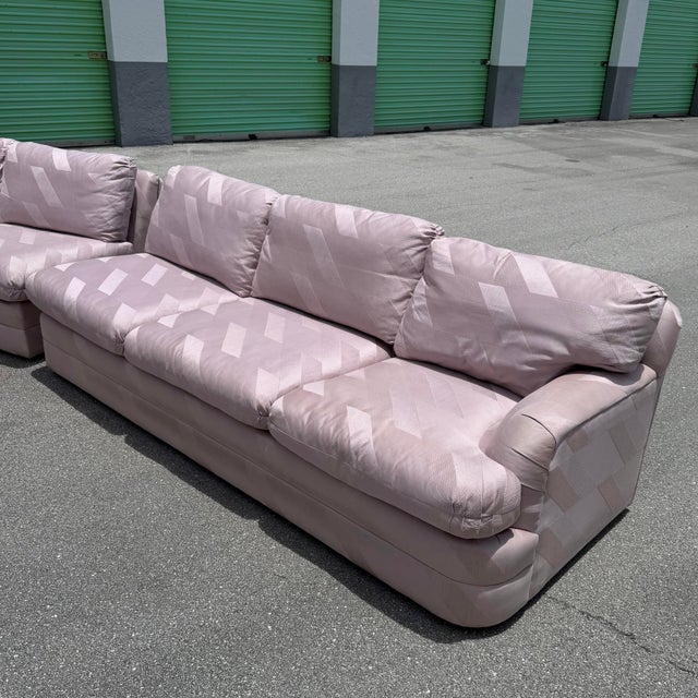 Postmodern Postmodern Mauve/Pink Sectional Sofa - 2 Pieces For Sale - Image 3 of 12