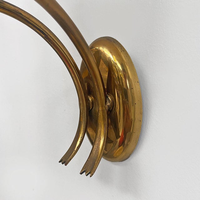 Mid-Century Modern Italian Two-Arm Brass Wall Lamps with Cone Lamp Holder, 1950s, Set of 3 For Sale - Image 11 of 16