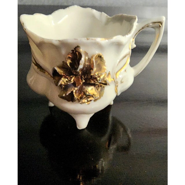 Antique Hand-Painted Gold Gilt Small Handled Creamer For Sale - Image 4 of 10