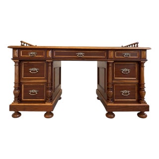 Gründerzeit Column Desk in Oak and Walnut For Sale