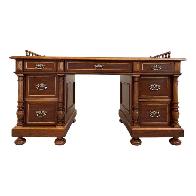Gründerzeit Column Desk in Oak and Walnut For Sale