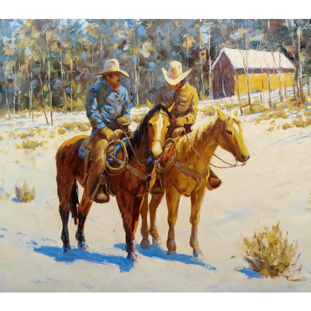 1970s Oil Painting, Cowboys on Horse by Martin Weekly Chairish
