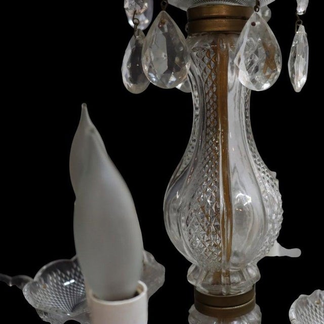 Crystal & Glass Crystal Arm 12-Light Chandelier C1940 For Sale - Image 9 of 10
