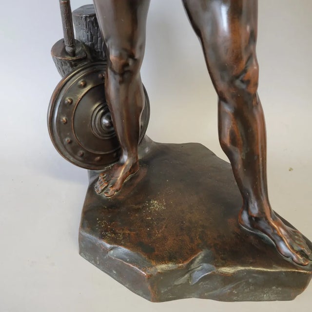 Victorian Elkington & Co. 32" Bronze Warrior King Statue Sculpture, C. 1860–1880 For Sale - Image 14 of 18
